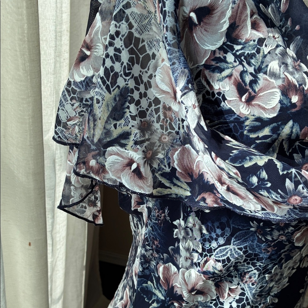 Signature by Robbie Bee Navy Floral High Low Dress - Picture 3 of 5